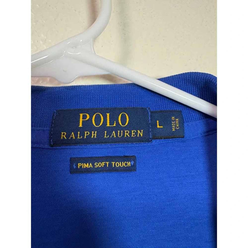 Polo Ralph Lauren Mens Pima Soft Touch Polo Shirt Blue Large Multi Pony Logo